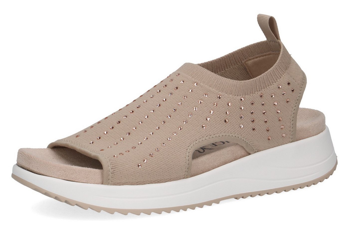 Caprice Plateausandale Keilabsatz, Schlupfschuh, Komfortschuh mit glänzenden Strasssteinen