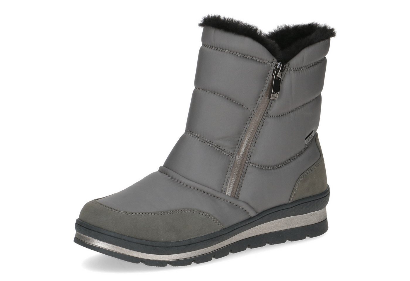 Caprice Snowboots, Keilabsatz, Outdoorboots, Kurzstiefel mit Fellimitat am Schaftrand