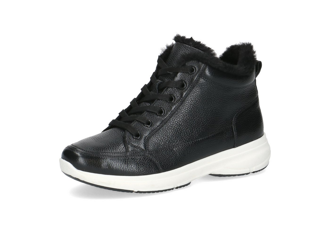 Caprice Winterboots, Keilabsatz, Schnürboots, Outdoorschuh mit Fellimitat am Kragen