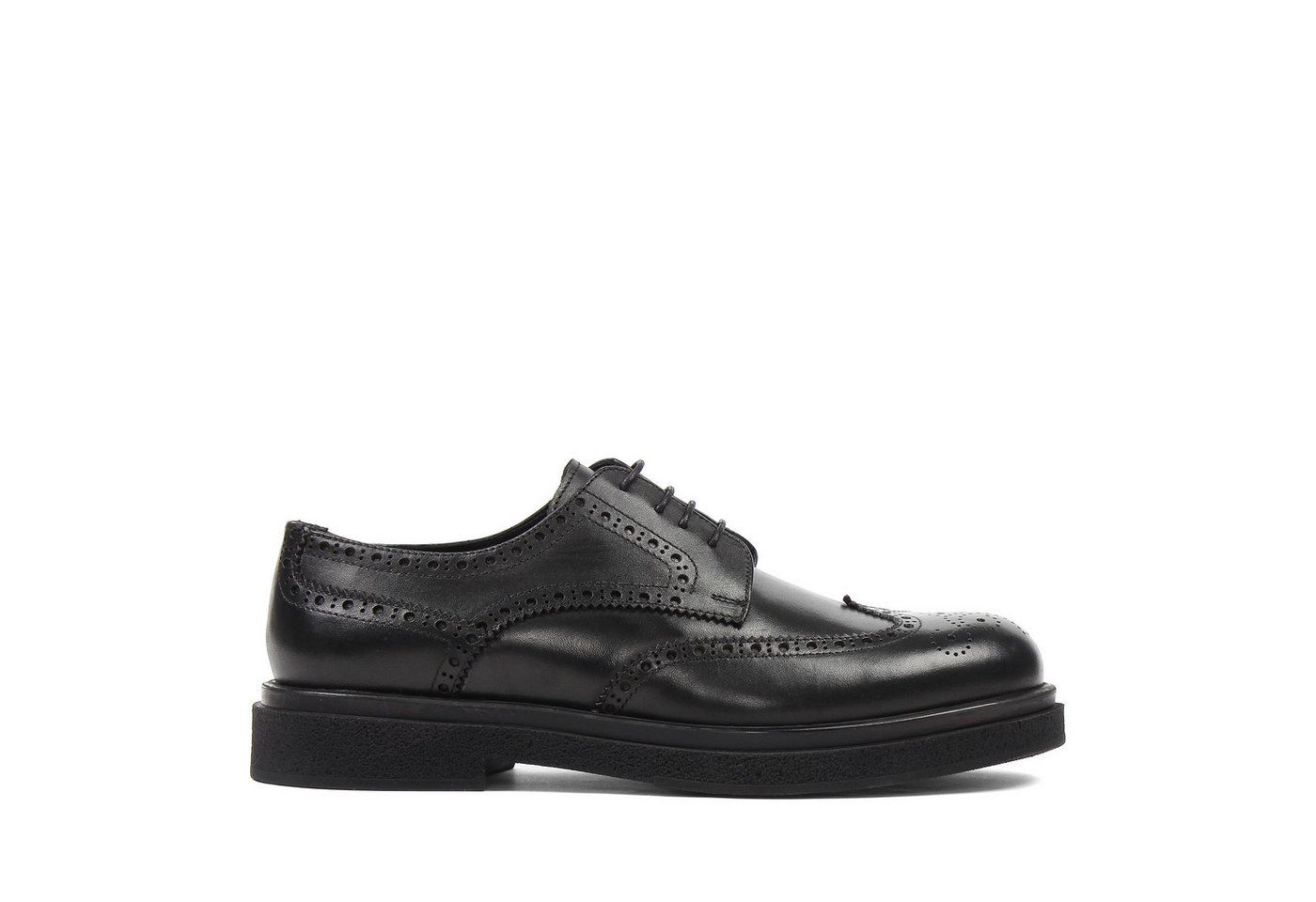 Celal Gültekin Brogue Plateau Blockabsatz Business Freizeit Herren Schnürschuh Glattleder, Brogue-Lochmuster & Echtleder-Futter, Schwarz, 44