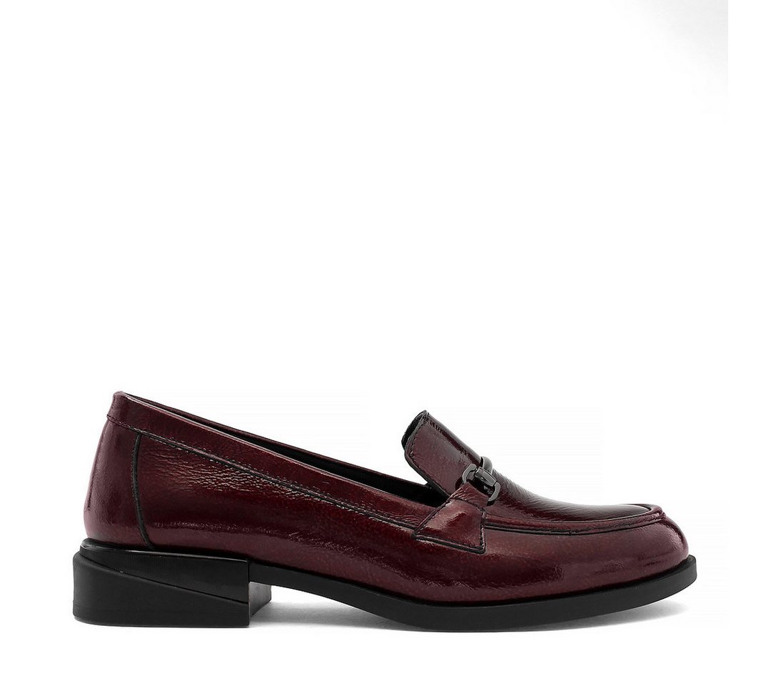 Celal Gültekin Business Lackschuhe Slipper Blockabsatz Trensenspange Damen Loafer Glänzendes Lackleder mit strapazierfähiger Polyurethan-Sohle.