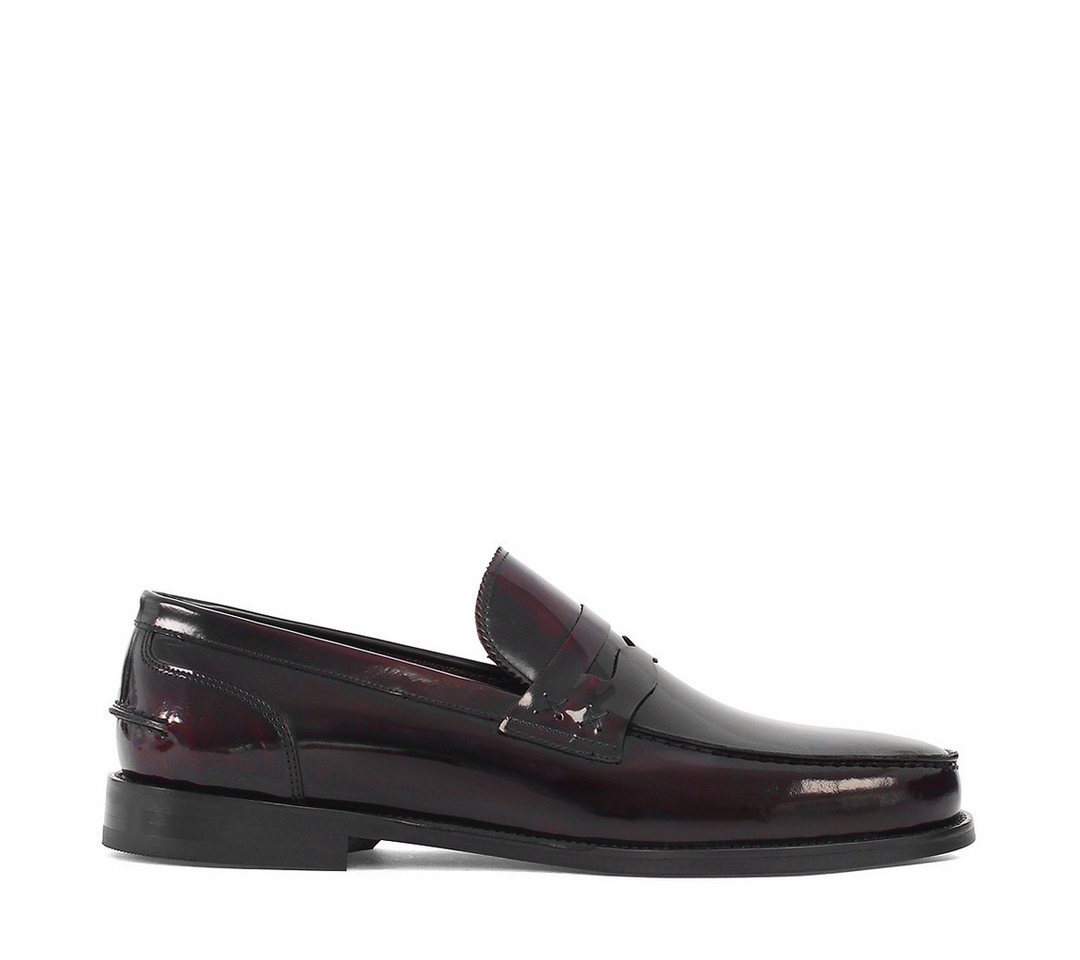 Celal Gültekin Business Penny Loafer Blockabsatz Hochglanz Herren Loafer Echtleder Hochglanz, Penny-Steg, Mokassin-Naht, Bordeaux, 43