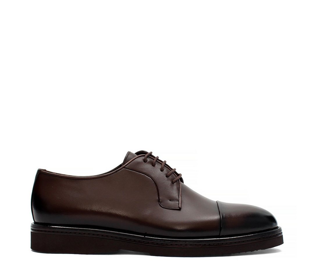 Celal Gültekin Cap-Toe Plateau Profilsohle Schnürschuh Herren Schnürschuh Glattleder, Cap-Toe, Plateau-Profilsohle, Braun, 40
