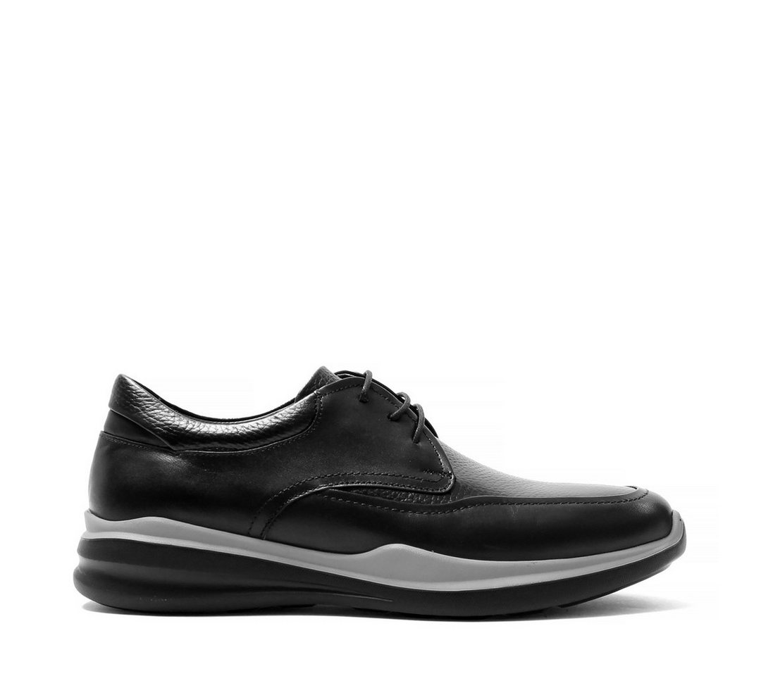 Celal Gültekin Derby Business Freizeit Schnürer Flach Herren Sneaker Narbenleder-Kappe, Apron-Naht, Schwarz, 43