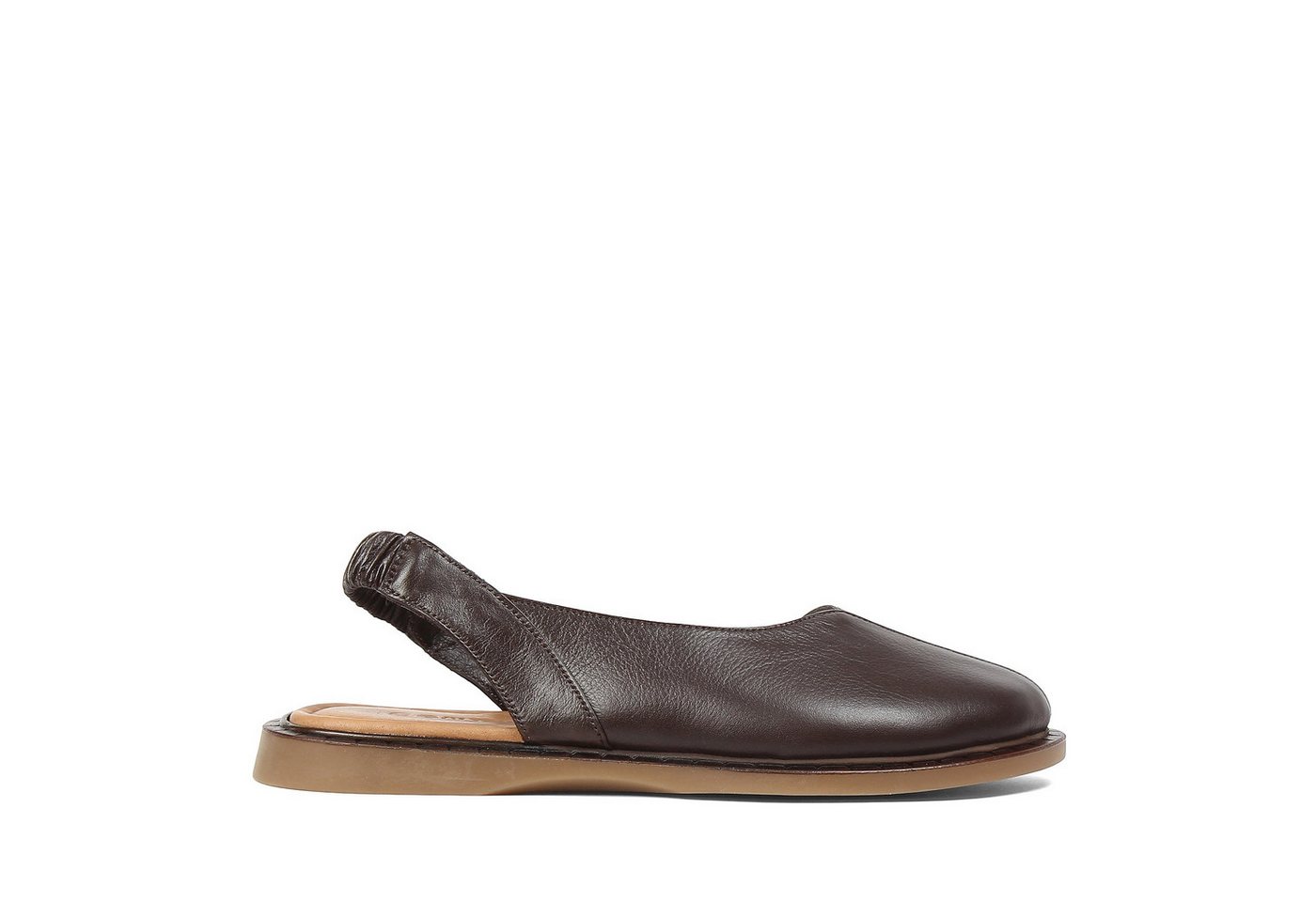 Celal Gültekin Flache Slingback Ballerina Runde Kappe Damen Ballerina Glattleder, elastischer Slingback, Echtleder-Futter, Braun, 36