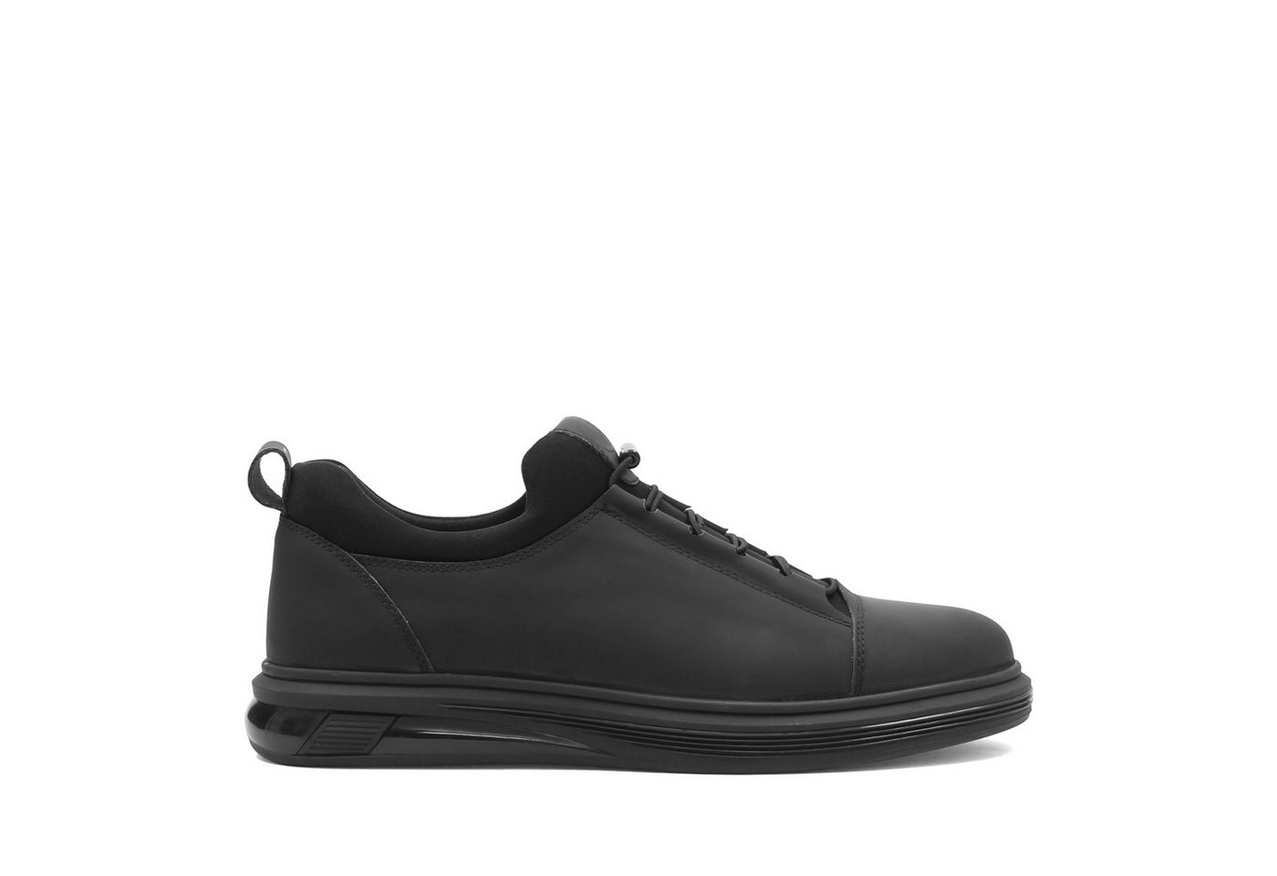 Celal Gültekin Herren Low-Top Sneaker aus schwarzem Leder Sneaker Mattes Leder, Low-Top Design, elegant, vielseitig, Schwarz