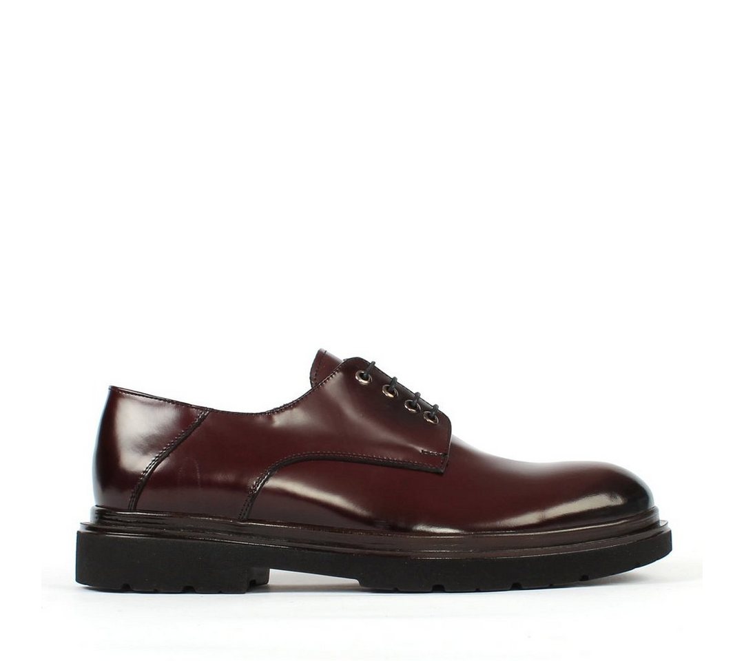 Celal Gültekin Leder Derby Plateau Business Herren Schnürschuh Glanzleder Derby, Echtleder-Futter, Bordeaux, 41