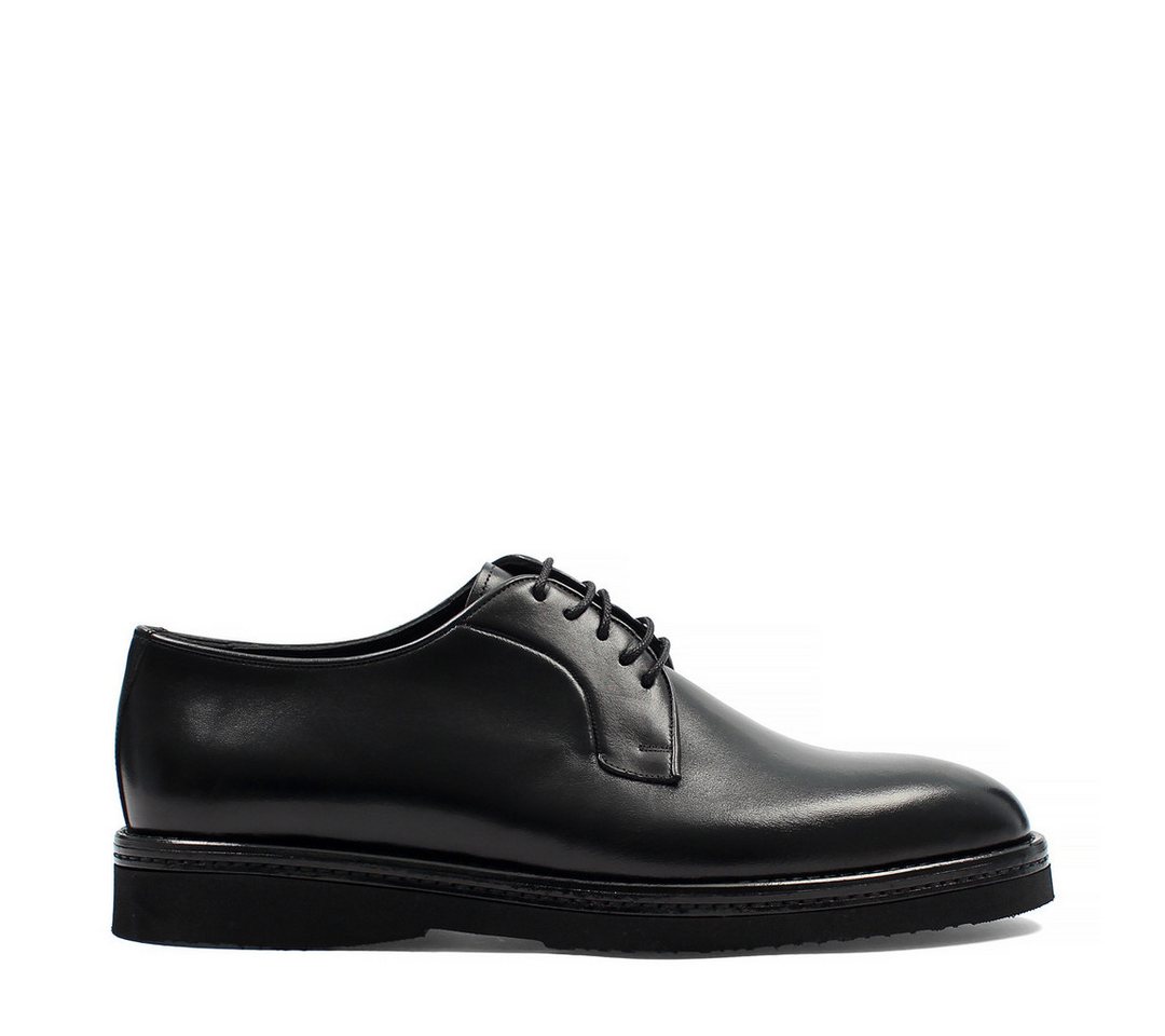Celal Gültekin Plateau Derby Runde Kappe Business Freizeit Herren Schnürschuh Glattleder, Plateau-Sohle, Echtleder-Futter & Decksohle, Schwarz, 41