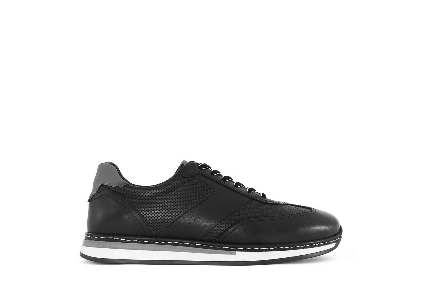 Celal Gültekin Plateau Leder Sneaker Herren Sneaker Leder Sneaker, Echtleder-Futter, Plateau-Sohle, Schwarz, 43