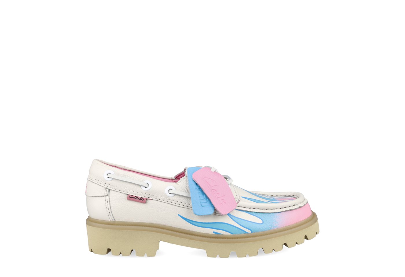 Clarks Cleyhill Fire x Bisous, Schnürschuhe, Weiß,kombiniert, Damen Schnürschuh