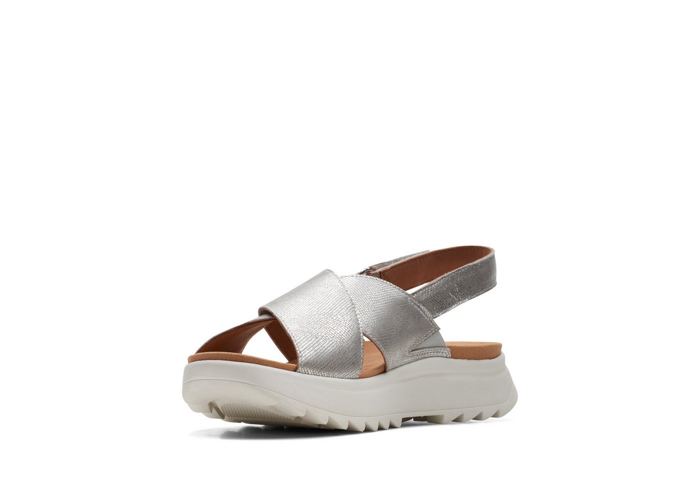 Clarks DashLite Wish Sandale, Plateausandale, Klettschuh mit modischer Kreuzbandage