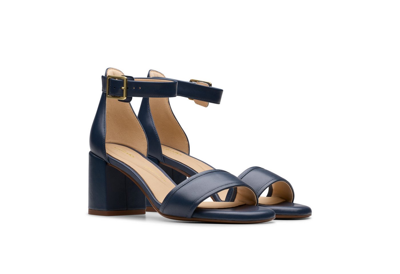 Clarks Ezoria Mae Sandale, Festtagsschuh, Sandalette mit Blockabsatz (blau)