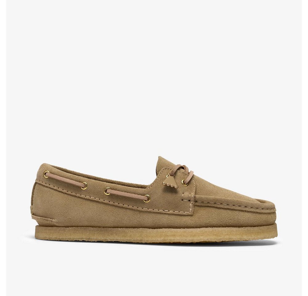 Clarks - Godney Boat. Maple Suede - Beige Schnürschuh
