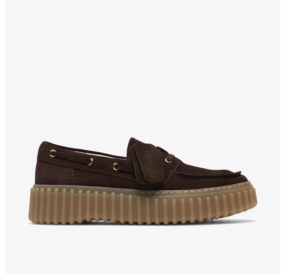 Clarks - Torhill Boat Dark Brown Suede - Braun Schnürschuh