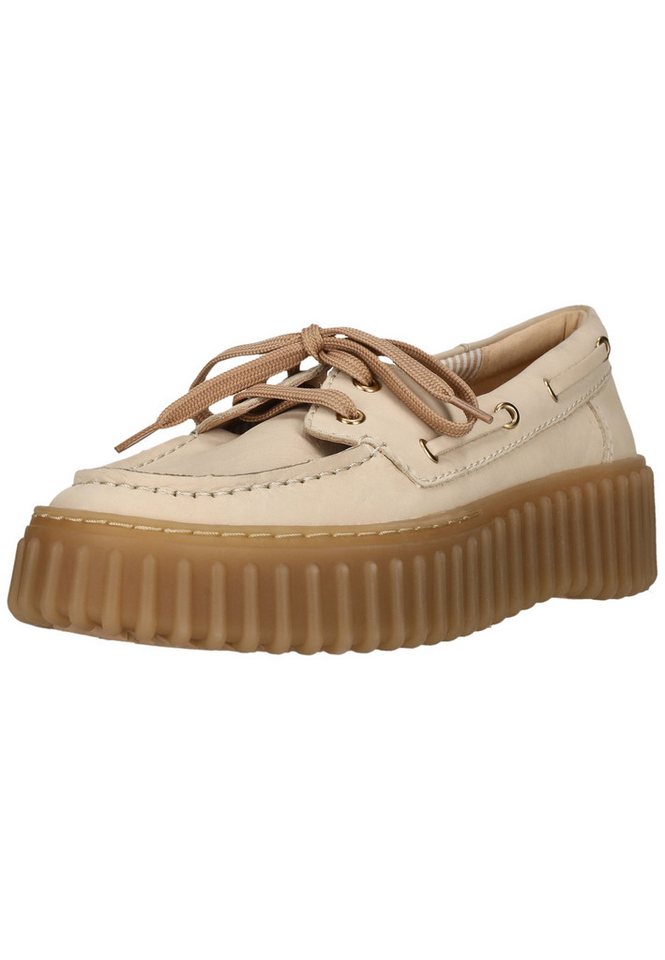 Clarks Torhill Boat Schnürschuh mit Contour Cushion-Fußbett (beige)