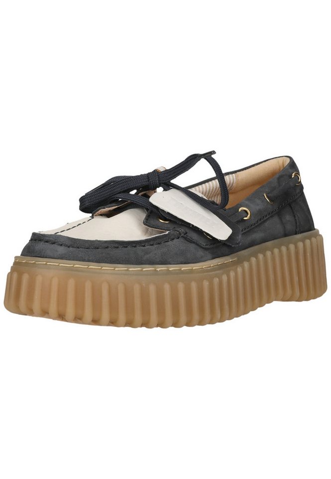 Clarks Torhill Boat Schnürschuh mit Contour Cushion-Fußbett (beige/blau)