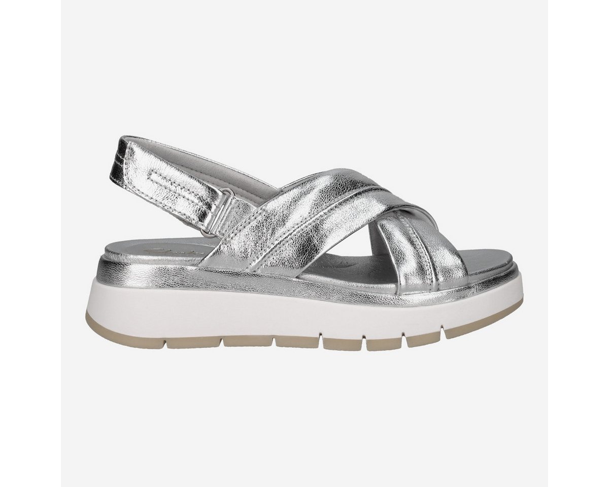 Clarks Tuscan Cross 26181472 4, Sandaletten, Silber, Damen Sandalette (weiß)