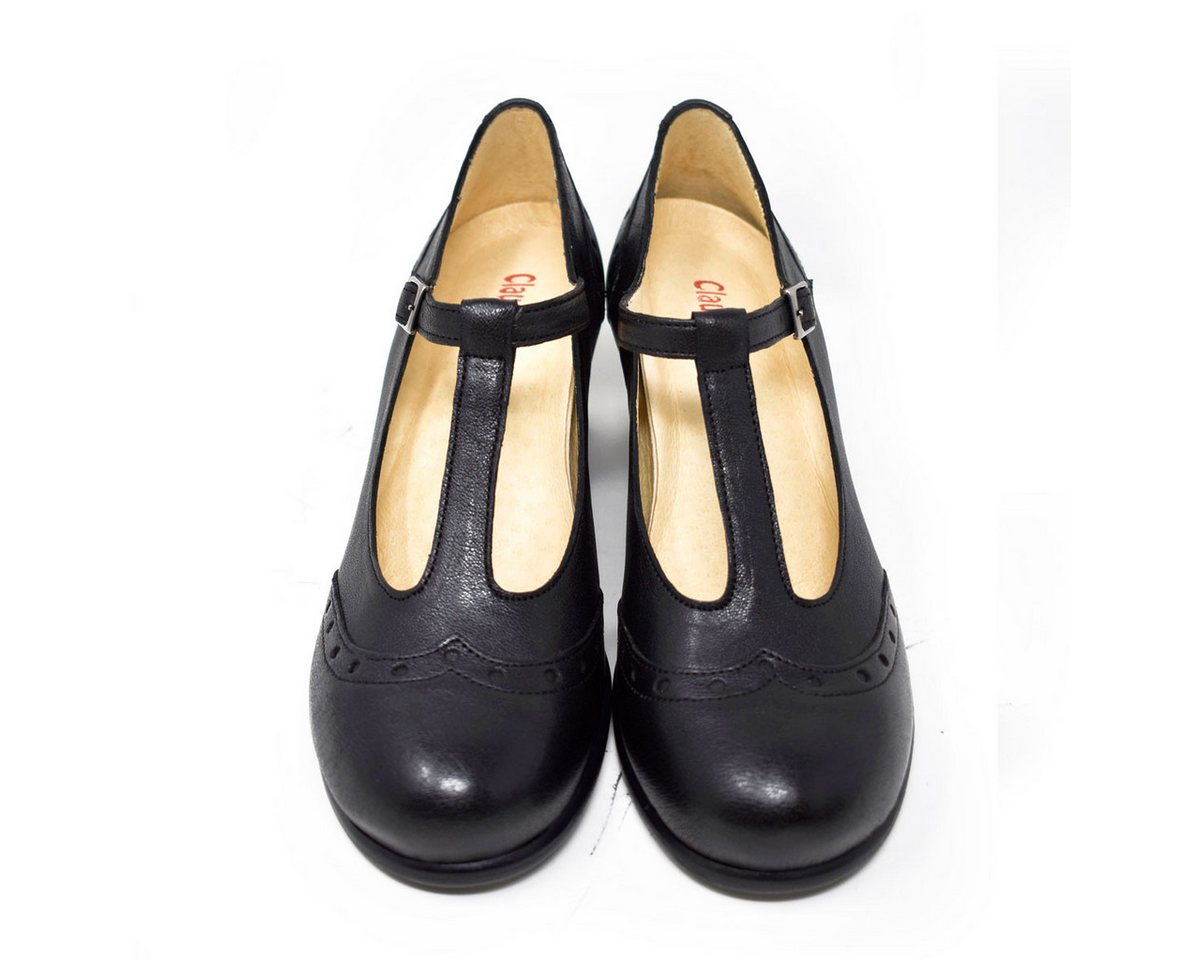 Claudio Nero Dia Komfort Spangenpumps in Glattleder und mit Wechselfußbett Pumps