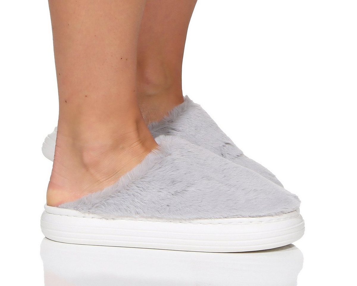 CLEO STYLE Damen hausschuhe 609 38-39 Hellgrau Hausschuh