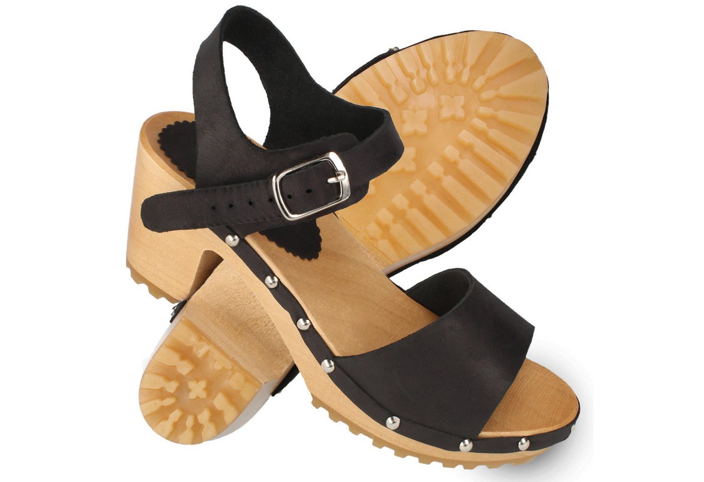 Cloque Boldog offene Damen Clogs mit Holzabsatz Clog (1 Paar) Zum Schlupfen