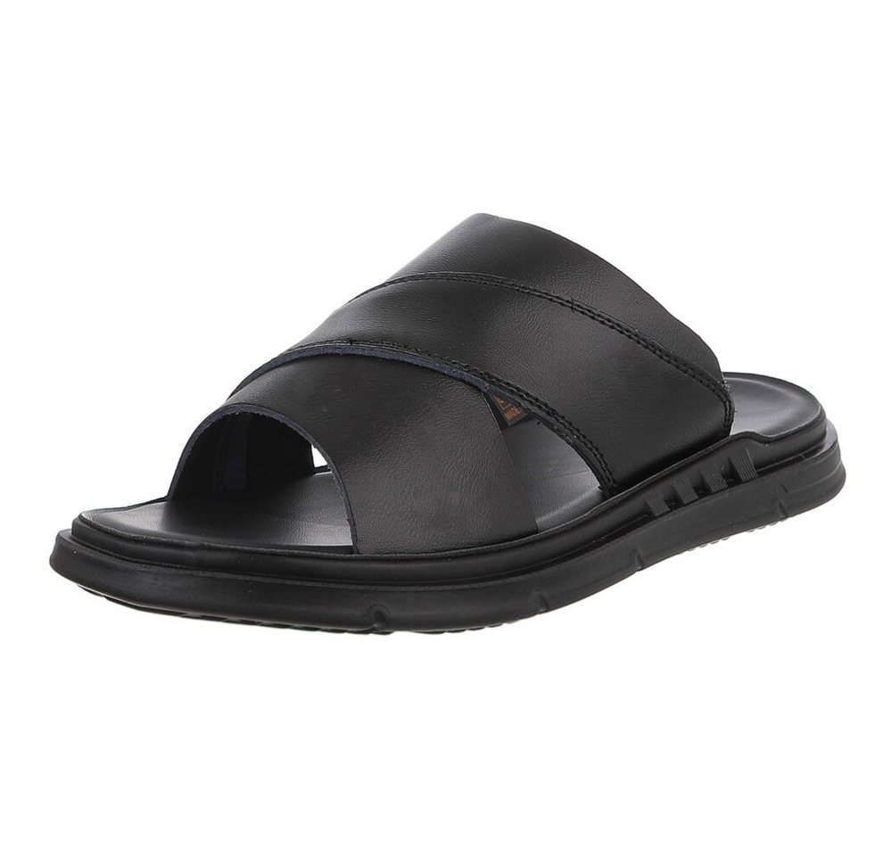Coolwalk Echtleder Bequeme Herren-Sandalen mit Kreuzband schwarz für Freizeit Sandale (89543904) Flach Freizeitschuhe in Schwarz