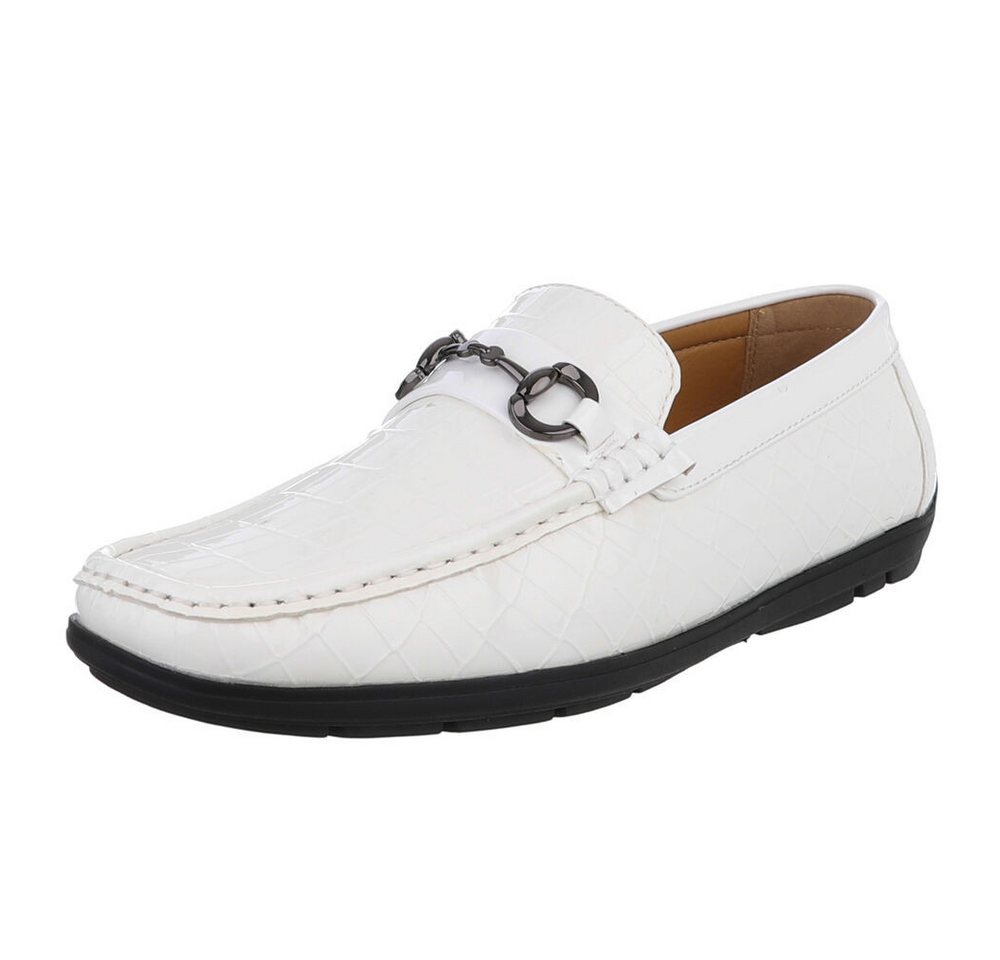 Coolwalk Eleganter Mokassin mit Kroko-Prägung für Herren Slipper (90112433) Flach Slipper in Weiß