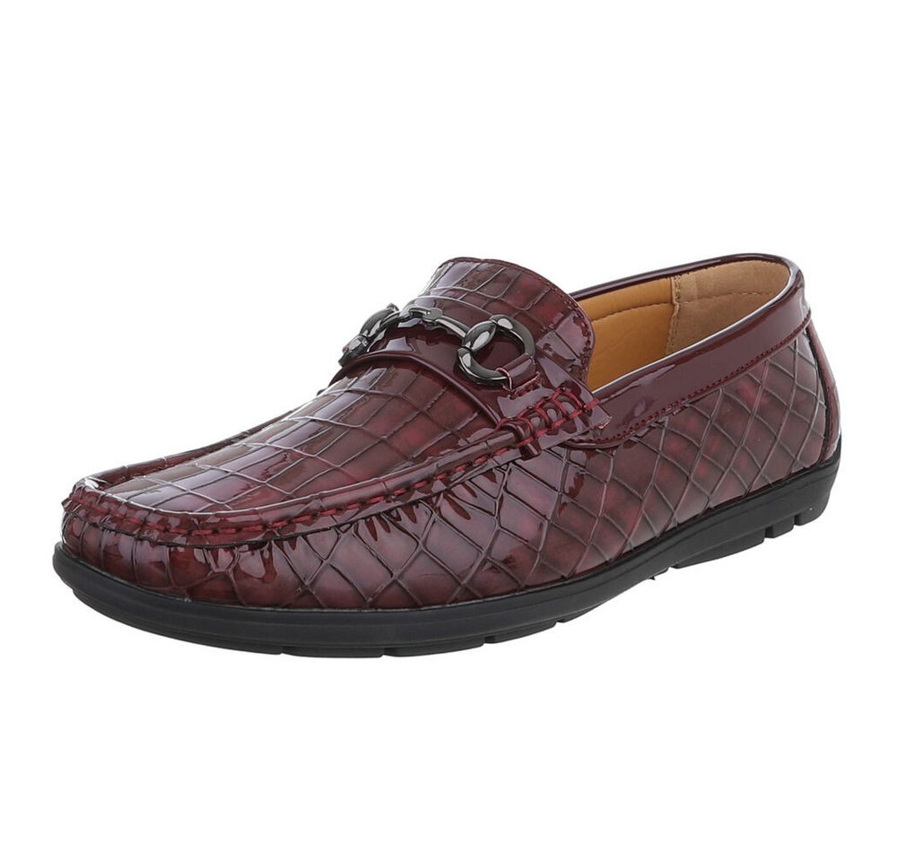 Coolwalk Eleganter Mokassin mit Kroko-Prägung für Herren Slipper (90112437) Flach Slipper in Weinrot