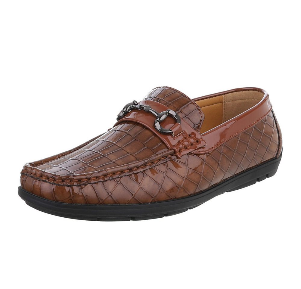 Coolwalk Eleganter Mokassin mit Kroko-Prägung für Herren Slipper (90112452) Flach Slipper in Camel