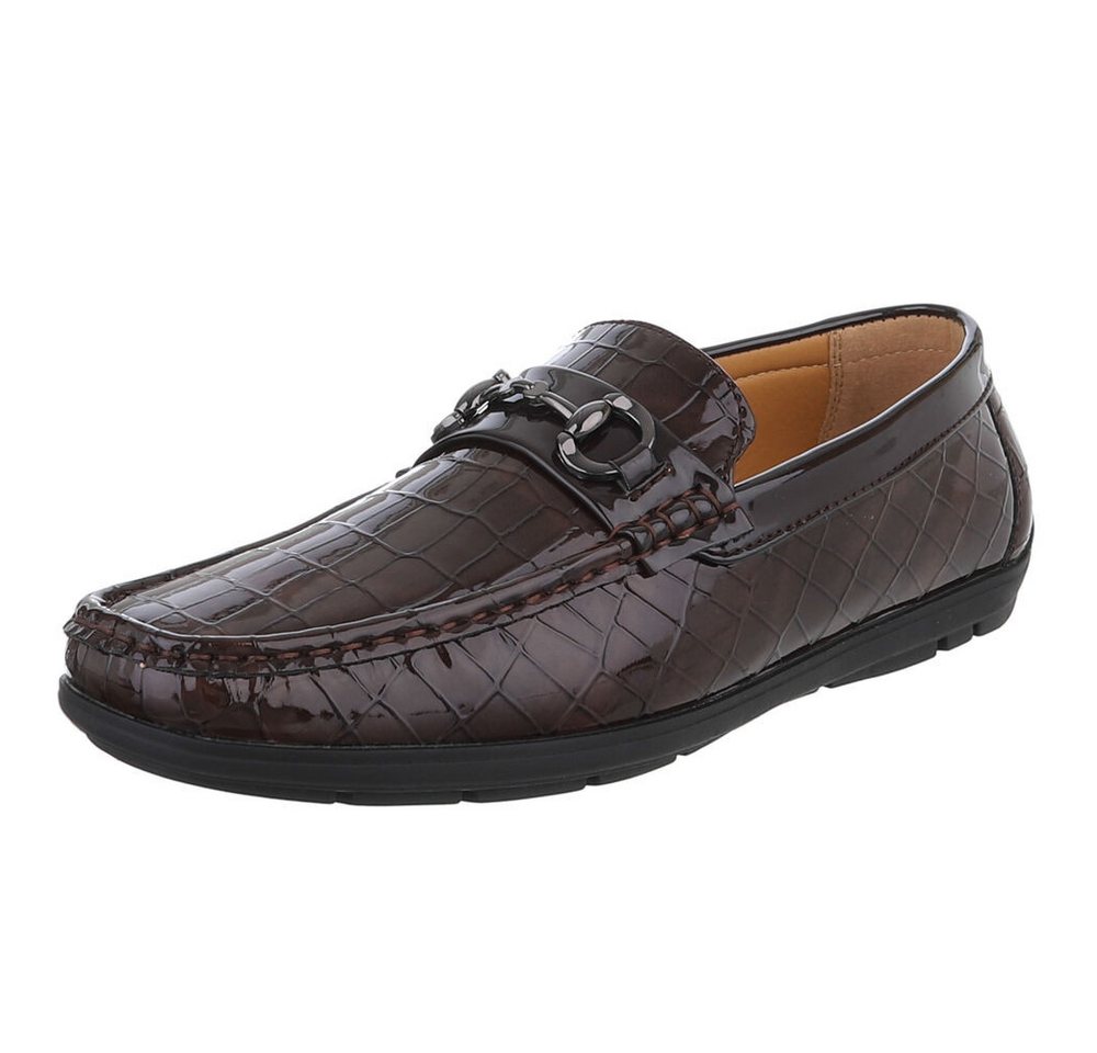 Coolwalk Eleganter Mokassin mit Kroko-Prägung für Herren Slipper (90112456) Flach Slipper in Braun