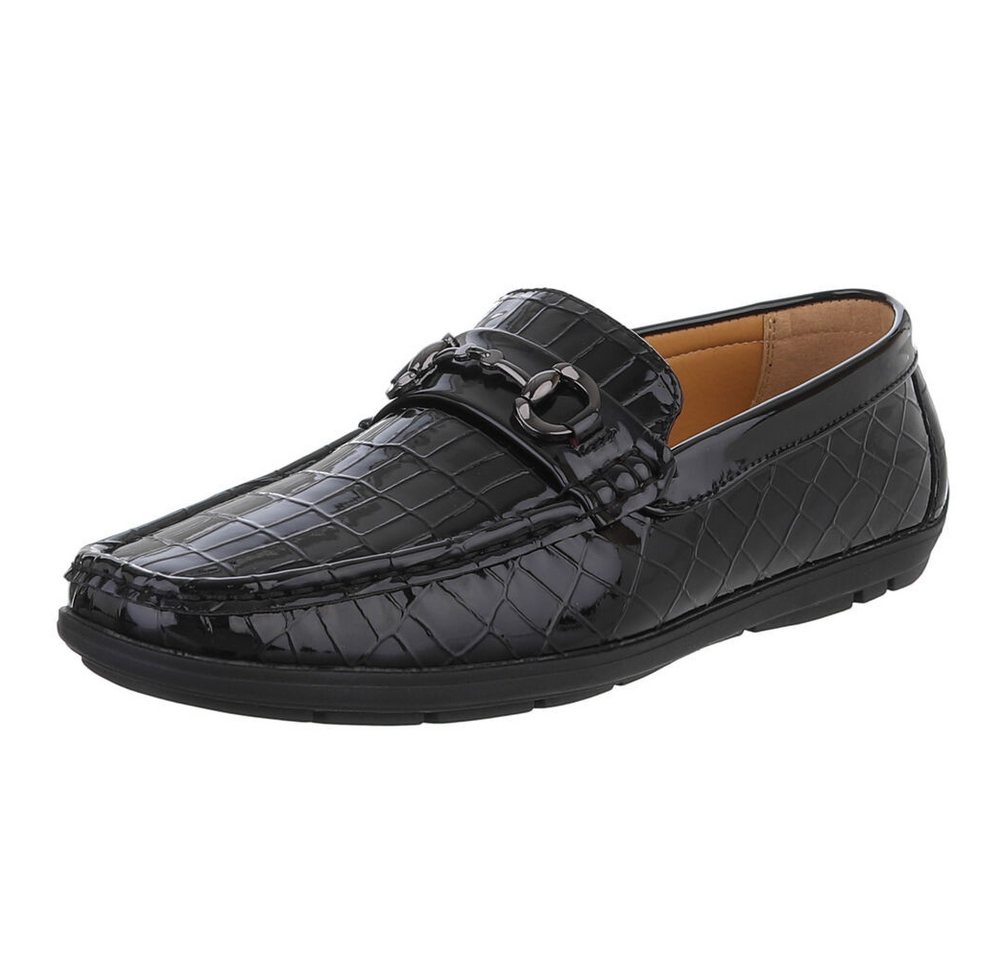 Coolwalk Eleganter Mokassin mit Kroko-Prägung für Herren Slipper (90112462) Flach Slipper in Schwarz