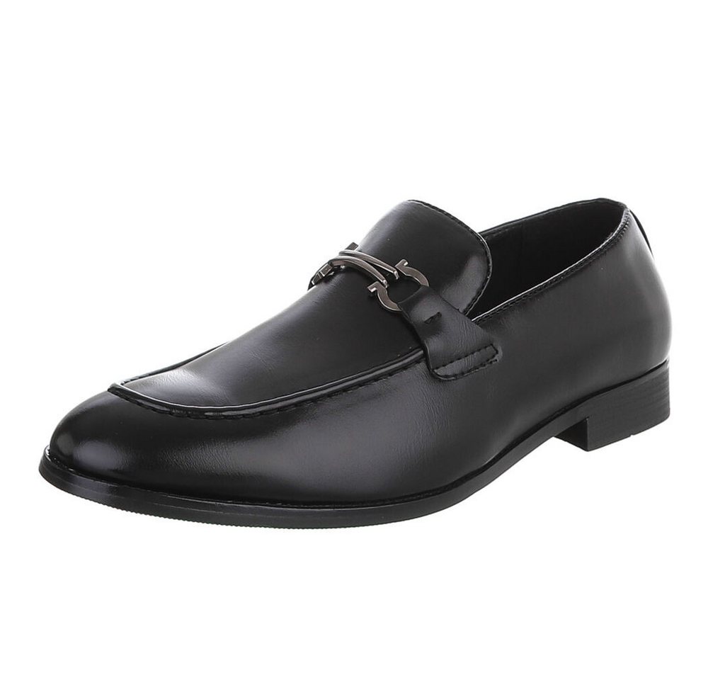 Coolwalk Herren Loafer mit Metall-Detail, Slip-On Slipper (91977312) Blockabsatz Business-Schuhe in Schwarz