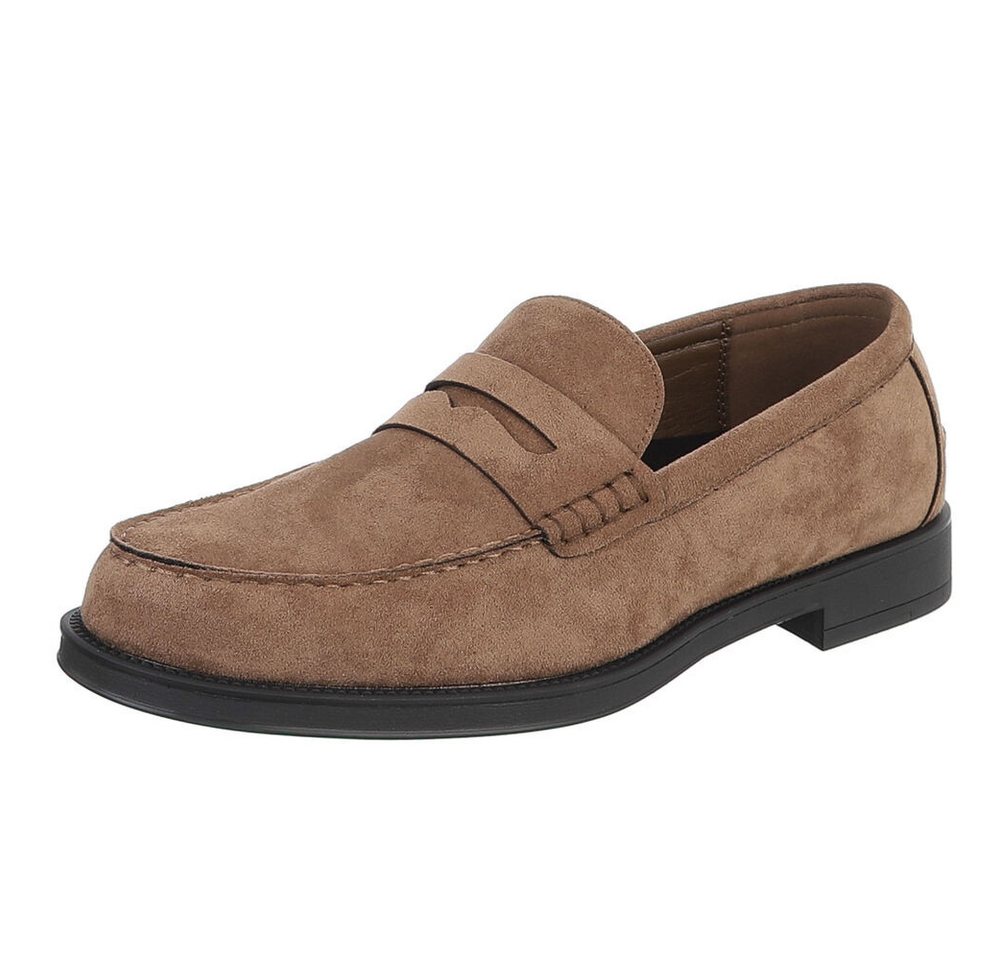 Coolwalk Herren Loafer Pennyloafer Slip-On elegant Freizeit Slipper (91917765) Blockabsatz Slipper in Hellbraun