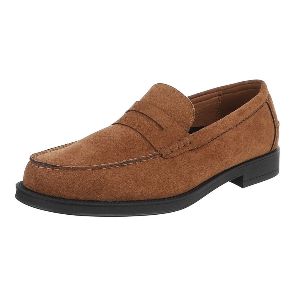 Coolwalk Herren Loafer Pennyloafer Slip-On elegant Freizeit Slipper (91917773) Blockabsatz Slipper in Camel