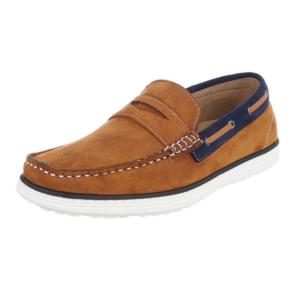 Coolwalk Herren Mokassin Slip-on Freizeitschuh in Velours-Optik Slipper (91977383) Flach Slipper in Camel
