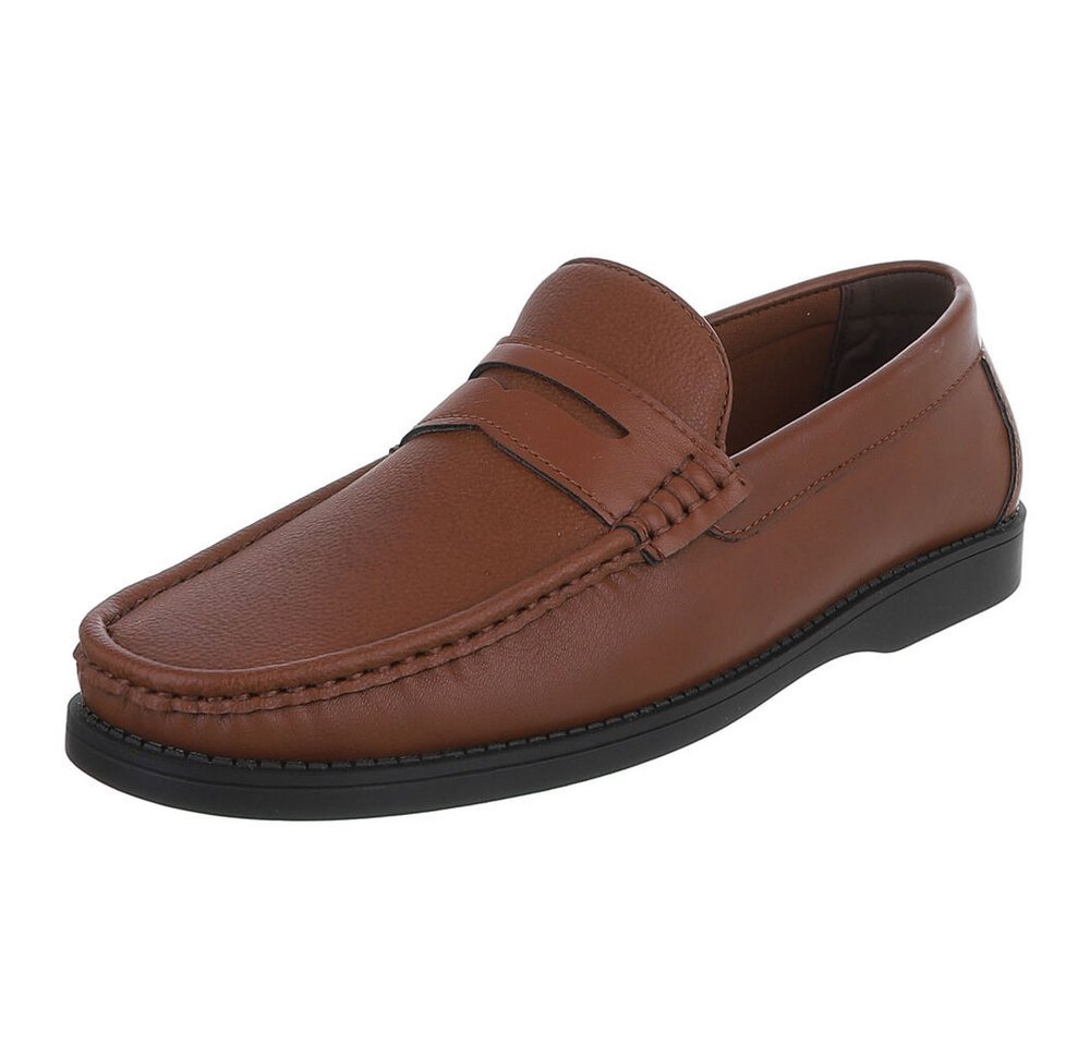 Coolwalk Herren Mokassin Slip-On in Lederoptik, Casual Slipper (91563728) Flach Slipper in Camel