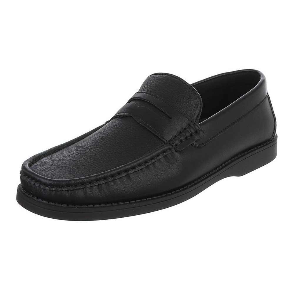 Coolwalk Herren Mokassin Slip-On in Lederoptik, Casual Slipper (91563735) Flach Slipper in Schwarz