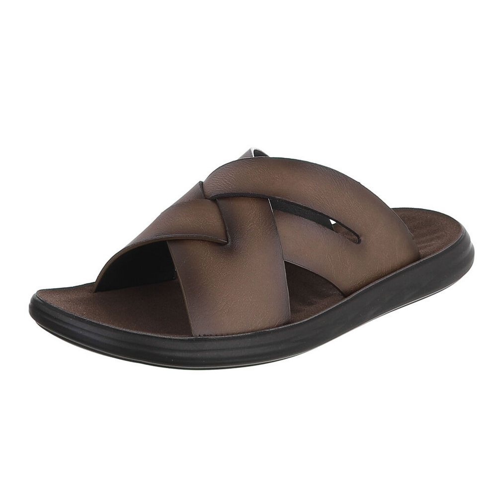 Coolwalk Herren Pantolette Kreuzriemen Sommer bequem Sandale (91918006) Flach Sandalen in Hellbraun