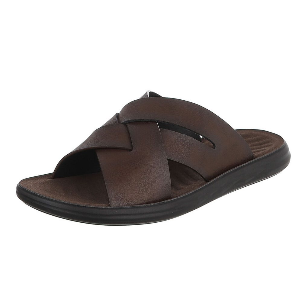 Coolwalk Herren Pantolette Kreuzriemen Sommer bequem Sandale (91918009) Flach Sandalen in Braun