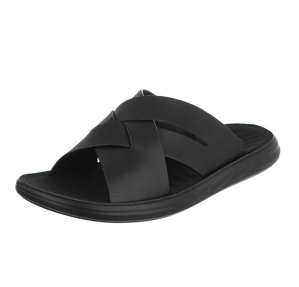 Coolwalk Herren Pantolette Kreuzriemen Sommer bequem Sandale (91918017) Flach Sandalen in Schwarz