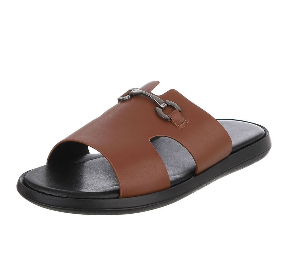 Coolwalk Herren Pantolette mit Metall-Detail, Sommerkomfort Sandale (91917976) Flach Sandalen in Braun