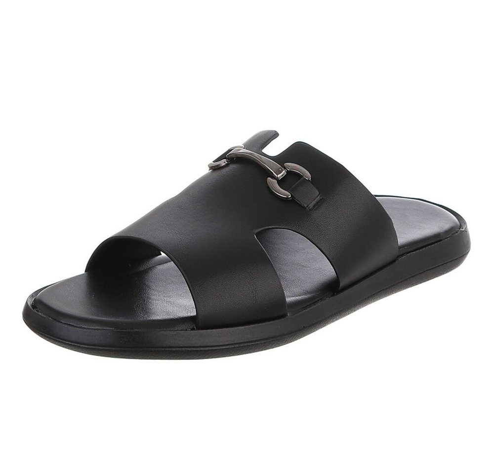 Coolwalk Herren Pantolette mit Metall-Detail, Sommerkomfort Sandale (91917983) Flach Sandalen in Schwarz