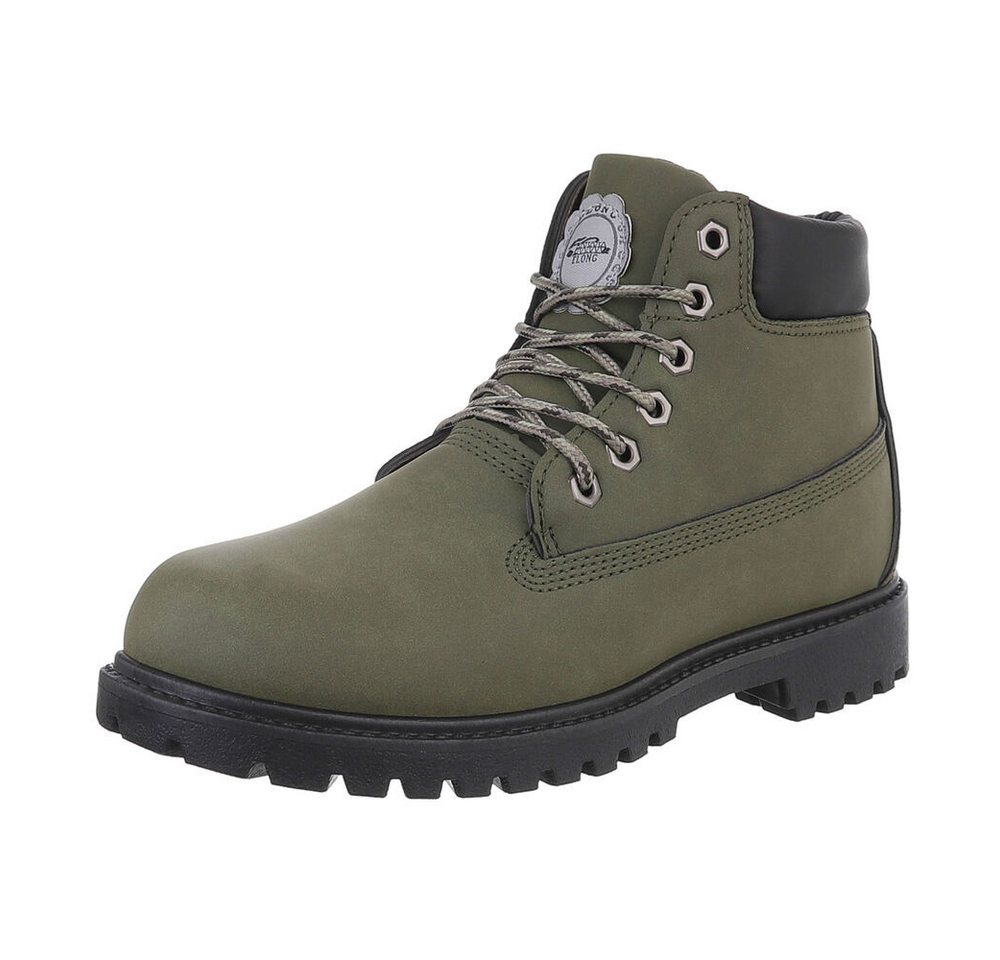 Coolwalk Herren Schnürschuhe Freizeit Stiefelette (87284742) Blockabsatz Boots in Olive