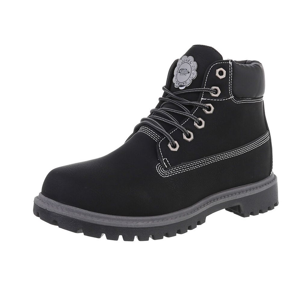 Coolwalk Herren Schnürschuhe Freizeit Stiefelette (87284761) Blockabsatz Boots in Schwarz