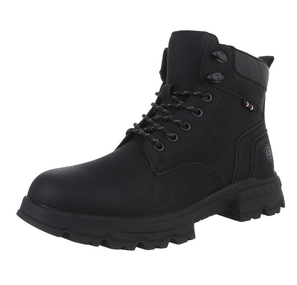 Coolwalk Herren Schnürschuhe Freizeit Stiefelette (88491803) Blockabsatz Boots in Schwarz