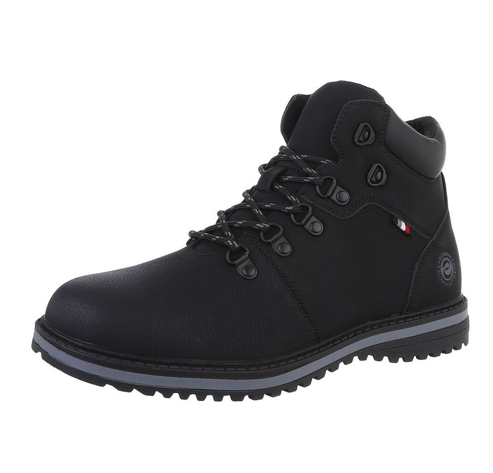 Coolwalk Herren Schnürschuhe Freizeit Stiefelette (88491815) Blockabsatz Boots in Schwarz