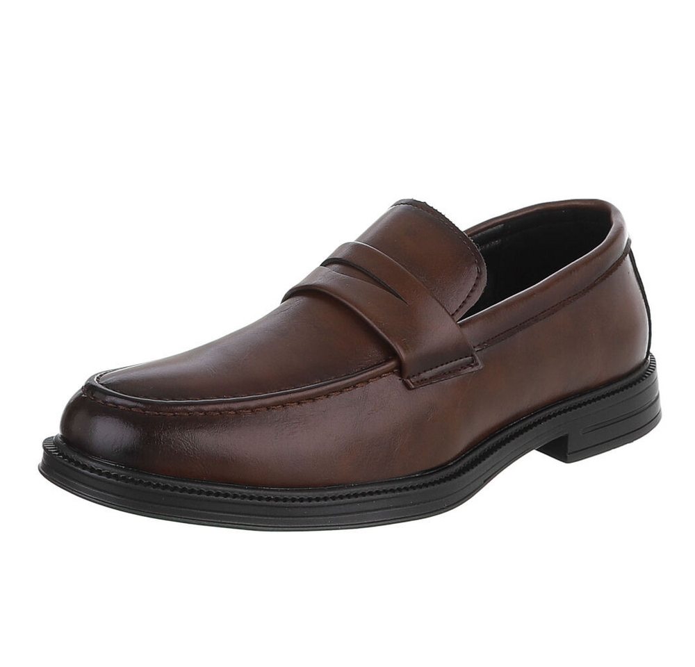 Coolwalk Herren Slip-On Schuh mit Riemen, casual elegant Slipper (91917824) Blockabsatz Slipper in Braun