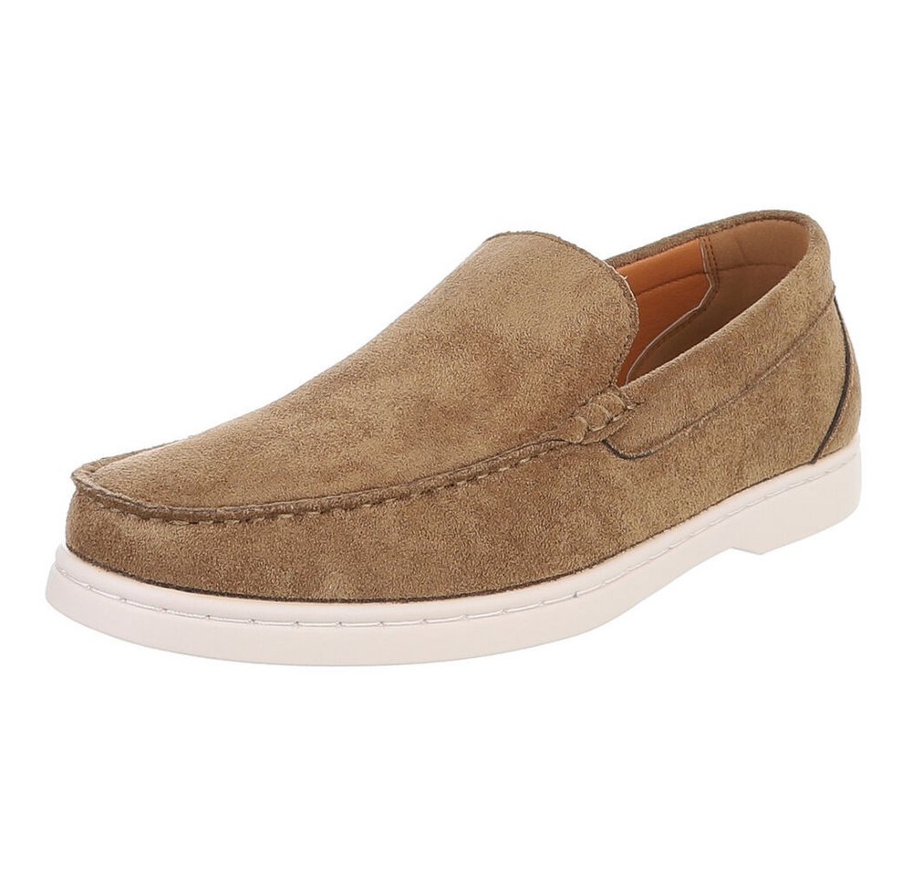 Coolwalk Herren Slipper aus Veloursoptik, Casual Slip-on Schuh Slipper (91977287) Flach Slipper in Hellbraun