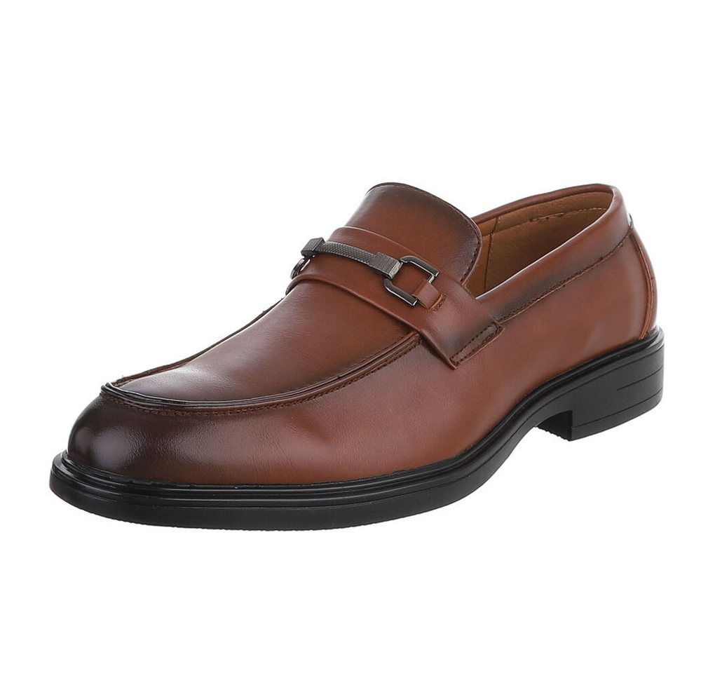 Coolwalk Herren Slipper mit Zierriemen elegant bequem Slipper (91977195) Blockabsatz Business-Schuhe in Camel