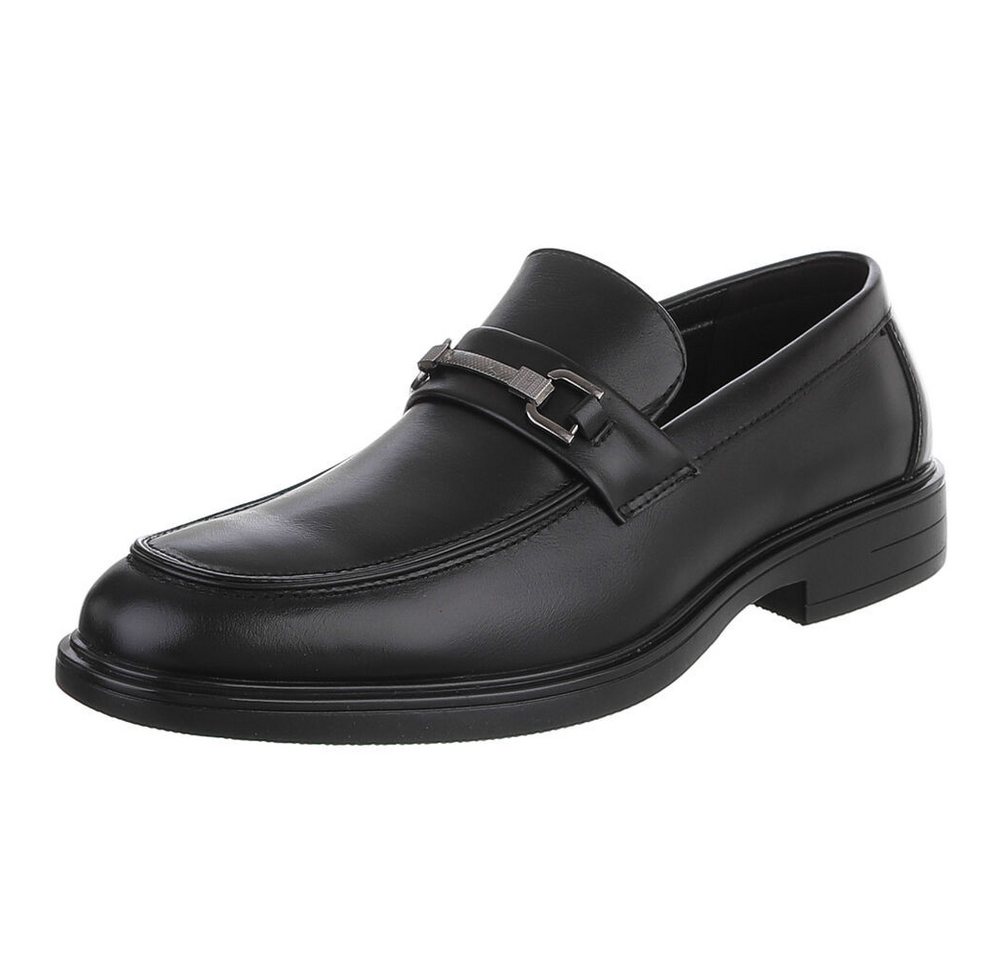 Coolwalk Herren Slipper mit Zierriemen elegant bequem Slipper (91977203) Blockabsatz Business-Schuhe in Schwarz