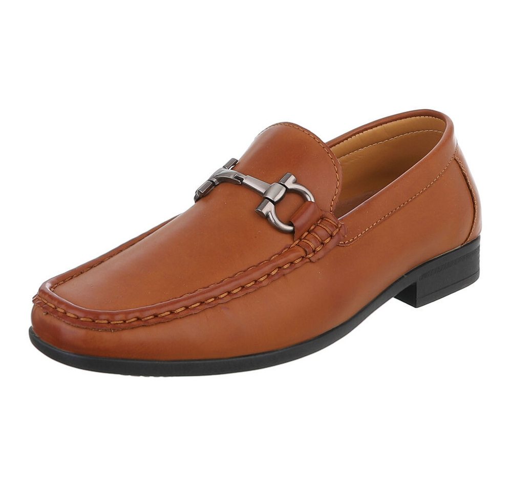 Coolwalk Herren Slipper Mocassin mit Schnalle für Alltag Slipper (91563800) Blockabsatz Slipper in Camel